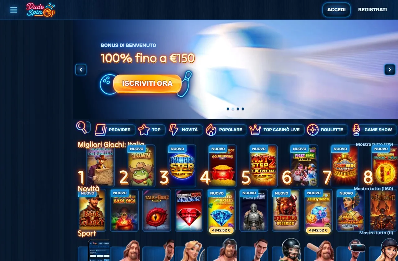 casino con neteller: la homepage del casinò DudeSpin