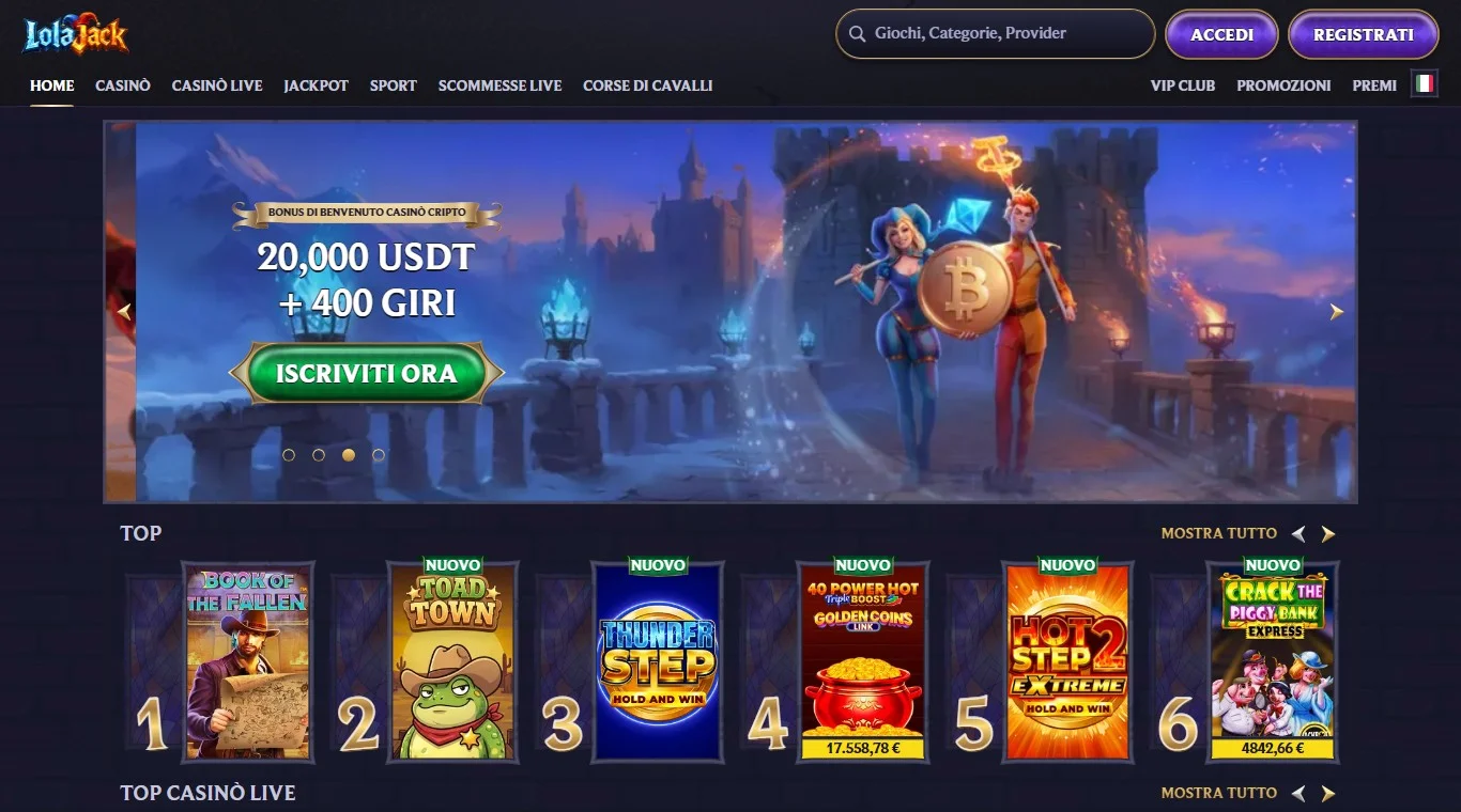 neteller casinò: la homepage del casinò LolaJack